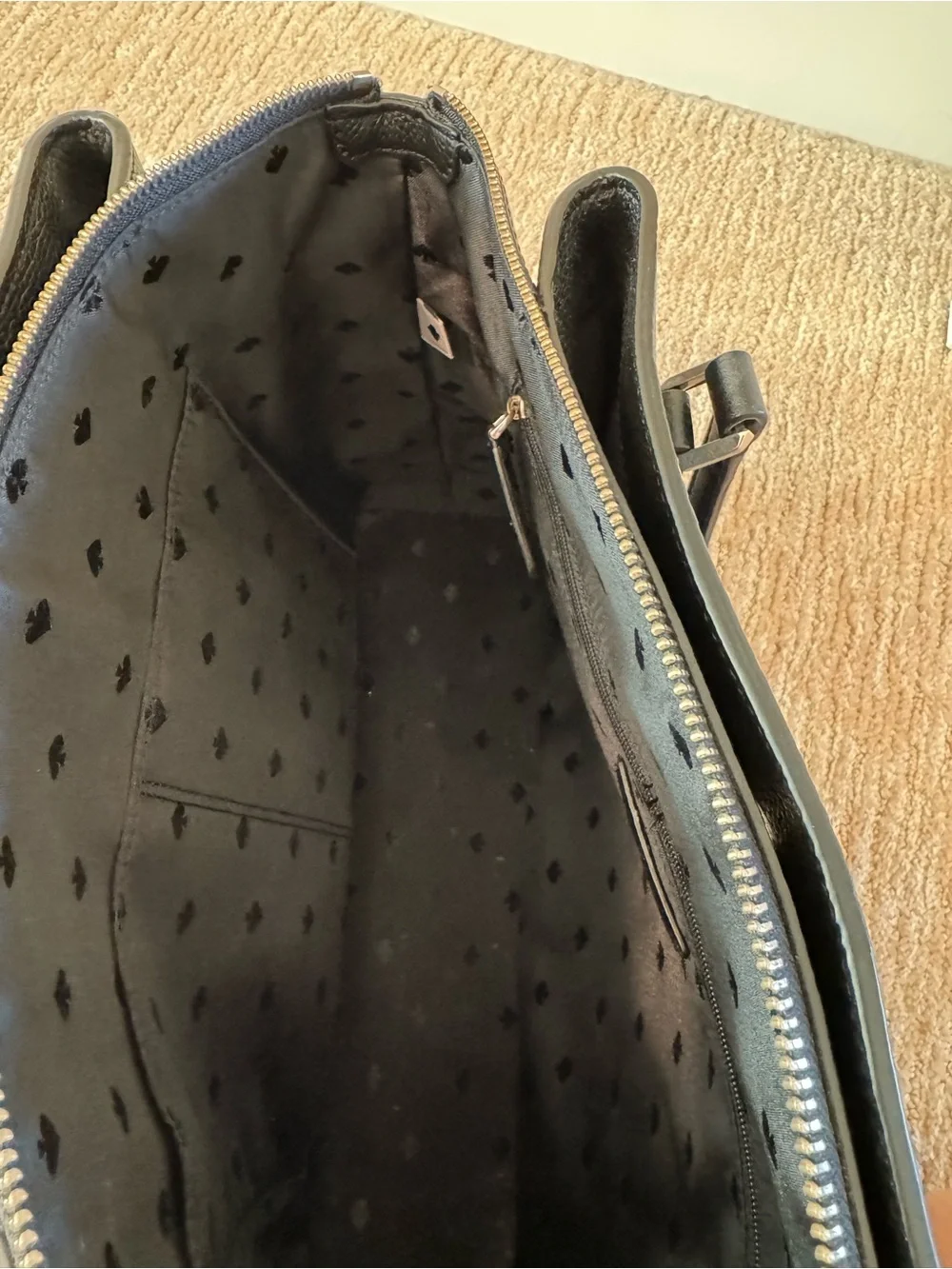 kate spade Black Pebbled Leather Double-Handle Tote